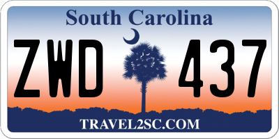 SC license plate ZWD437