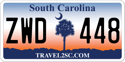 SC license plate ZWD448