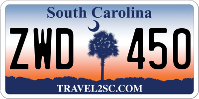 SC license plate ZWD450