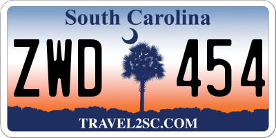 SC license plate ZWD454