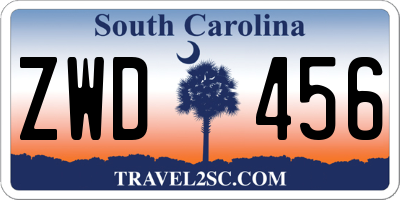 SC license plate ZWD456