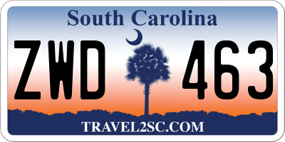 SC license plate ZWD463