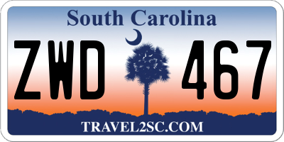 SC license plate ZWD467
