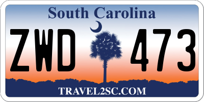 SC license plate ZWD473