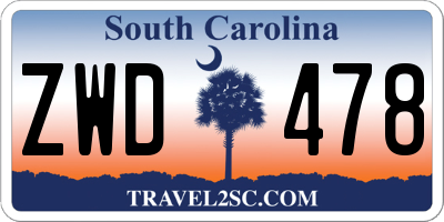 SC license plate ZWD478