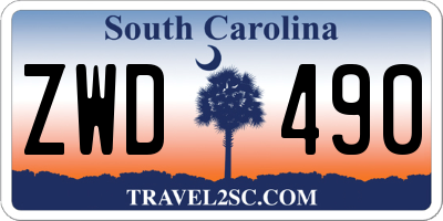 SC license plate ZWD490