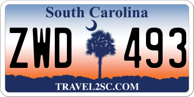SC license plate ZWD493