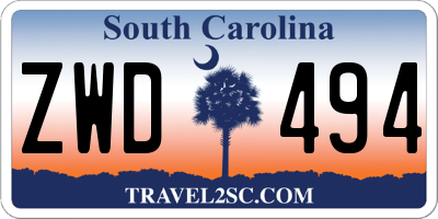 SC license plate ZWD494