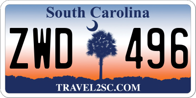 SC license plate ZWD496
