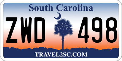 SC license plate ZWD498
