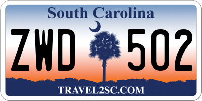 SC license plate ZWD502
