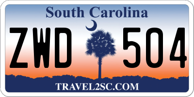 SC license plate ZWD504