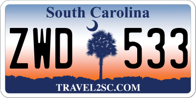 SC license plate ZWD533