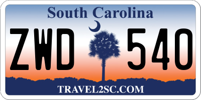 SC license plate ZWD540