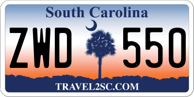 SC license plate ZWD550
