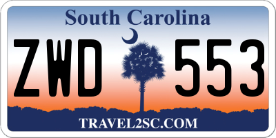 SC license plate ZWD553