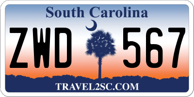 SC license plate ZWD567