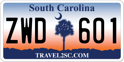 SC license plate ZWD601