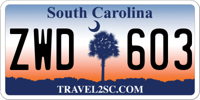 SC license plate ZWD603