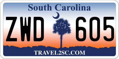 SC license plate ZWD605