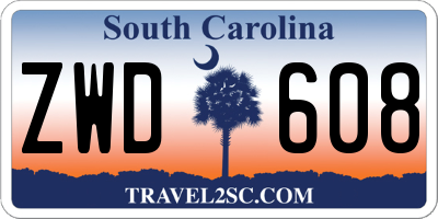 SC license plate ZWD608