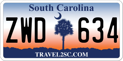 SC license plate ZWD634