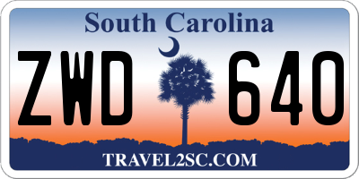 SC license plate ZWD640