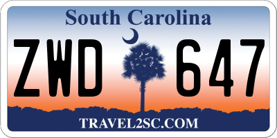 SC license plate ZWD647