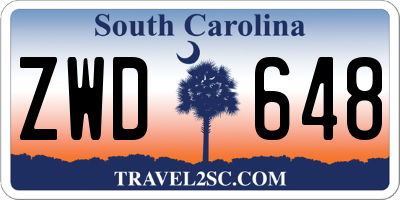 SC license plate ZWD648
