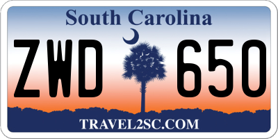SC license plate ZWD650