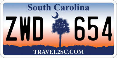 SC license plate ZWD654