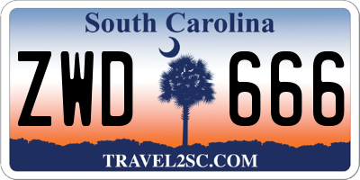 SC license plate ZWD666