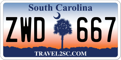 SC license plate ZWD667