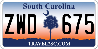 SC license plate ZWD675