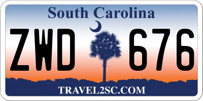 SC license plate ZWD676
