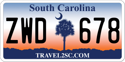SC license plate ZWD678