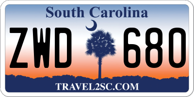 SC license plate ZWD680