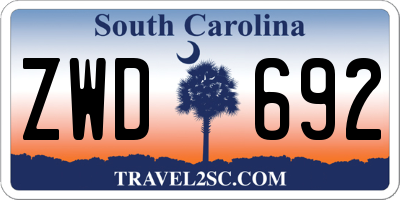 SC license plate ZWD692