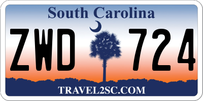 SC license plate ZWD724