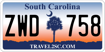 SC license plate ZWD758