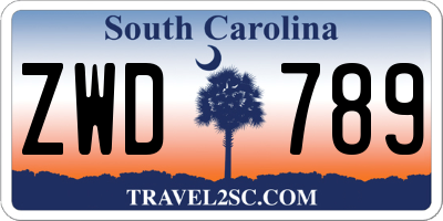 SC license plate ZWD789