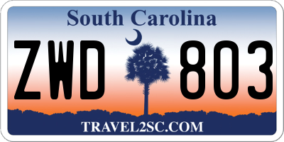 SC license plate ZWD803