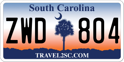 SC license plate ZWD804
