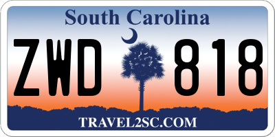 SC license plate ZWD818