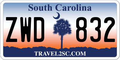 SC license plate ZWD832