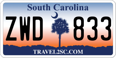SC license plate ZWD833