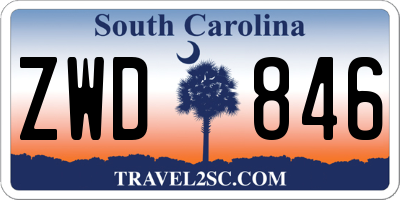 SC license plate ZWD846