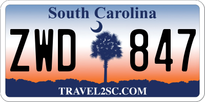 SC license plate ZWD847