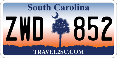 SC license plate ZWD852