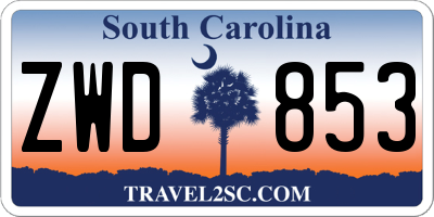 SC license plate ZWD853